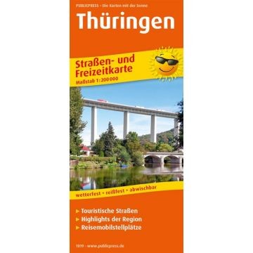 Thüringen - Straßen- und Freizeitkarte
