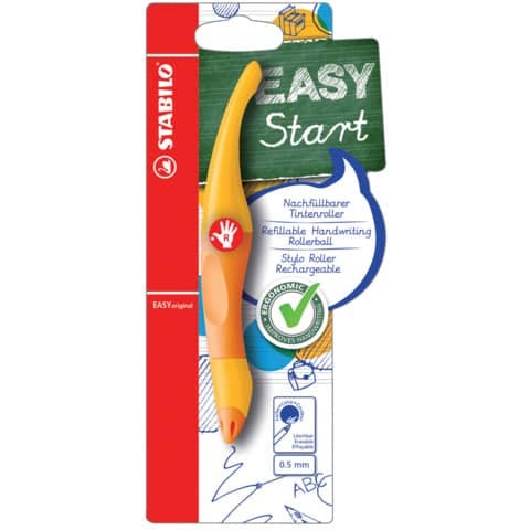 Ergonomischer Tintenroller - Rechtshänder - STABILO - EASY Start - gelb
