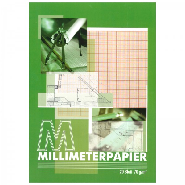 Millimeterpapier - Block A4 - 20 Blatt 70g qm - ungelocht